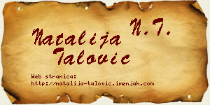 Natalija Talović vizit kartica